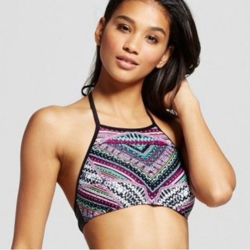 NEW* Mossimo High Neck Halter Bikini Top Boho Multi Berry | Large